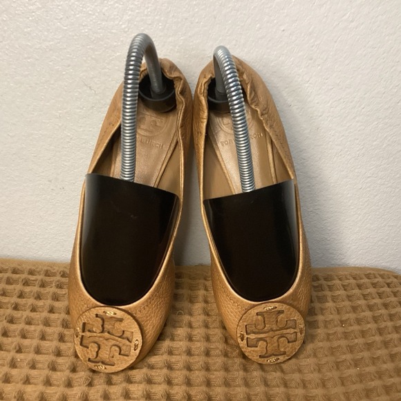 Tory Burch Ballet Flats Women's Sz 5M Camel Brown Pebbled Leather - Picture 7 of 9